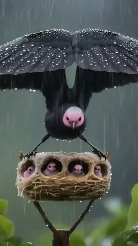 Mother bird sheltering their kids 🤩💕🤩
