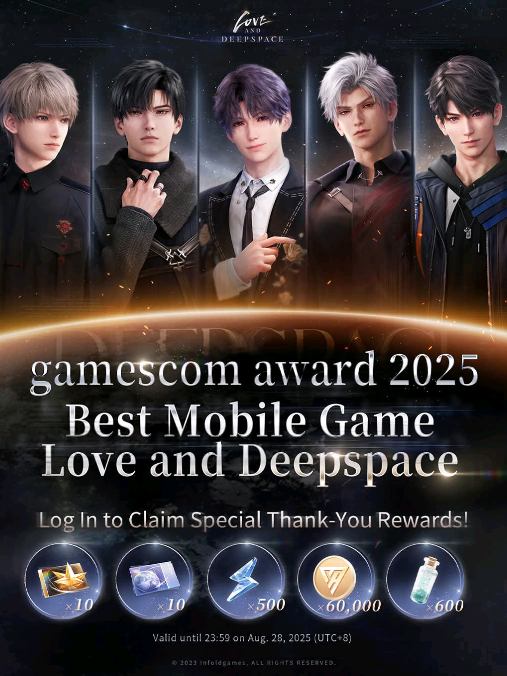 Love and Deepspace has won Best Mobile Game at Gamescom Awards 2025 — marking history as the very first otome game to ever be nominated and take home the award! ✨✨✨ (Source: Insider Gaming, Wikipedia)  This is proof that female players have real power in gaming industry. 👑 — Congratulations @loveanddeepspace 🎉 — Don't forget to claim ur reward!  #loveanddeepspace #gamescom #winner #gamesmobile #xyzbca   