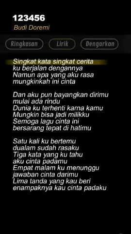 123456 lirik✨ #liriklagu #fulllirik #lirik #karaoke #budidoremi 