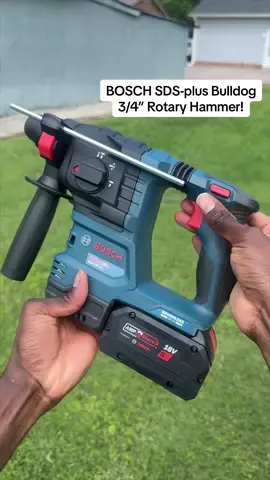 BOSCH 18V Brushless SDS-plus Bulldog 3/4” Rotary Hammer @Bosch Power Tools  The BOSCH 18V Brushless SDS-plus Bulldog 3/4” Rotary Hammer features 1.4 Ft.-Lbs of impact energy, kickback control technology, a variable-speed trigger, and an anti-vibration system. I used this rotary hammer to drill multiple holes in the concrete footing to install the anchors for the greenhouse foundation frame. The rotary hammer was able to drill through concrete very smoothly. The only issue I had while drilling was that the depth stop kept moving out of place & I had to adjust it frequently to make sure I didn’t drill too deep. Have you used a rotary hammer before? If so, let me know your experience. #rotaryhammer #bosch #tools #DIY #homeimprovement