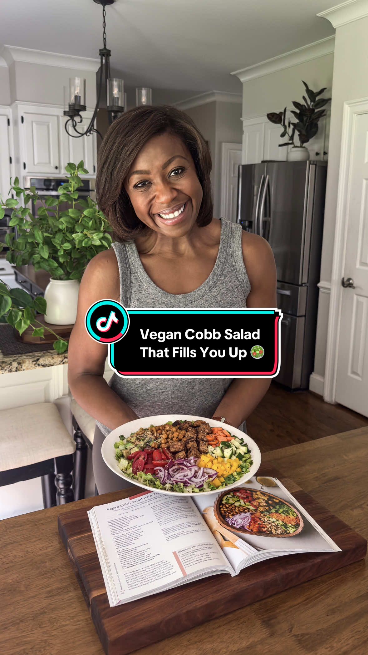 One of the best Cobb salads on my page…and it just happens to be 100% vegan. 
 Kicking off Cook the Book—my new reel series bringing recipes from The Build Your Bowl Salad Cookbook to life. 
 This Vegan Cobb is all about balance: smoky tempeh bacon, herb-roasted chickpeas, lemon Dijon vinaigrette and layers of crunch and color. 
 I eat all kinds of protein—but meals like this prove plant-based doesn’t mean protein-light. 
 💚 Save it
 📖 Grab the cookbook (link in bio)
 🥗 Try it? Tag @thatsaladlady—I want to see your bowl! 
 #ThatSaladLady #VeganCobb #CookTheBook #VeganRecipes #HealthyEating