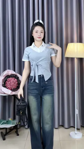 Áo thun phối sơ mi #aothun #aosomi #thoitrangnu #OOTD #thuydung_m58 