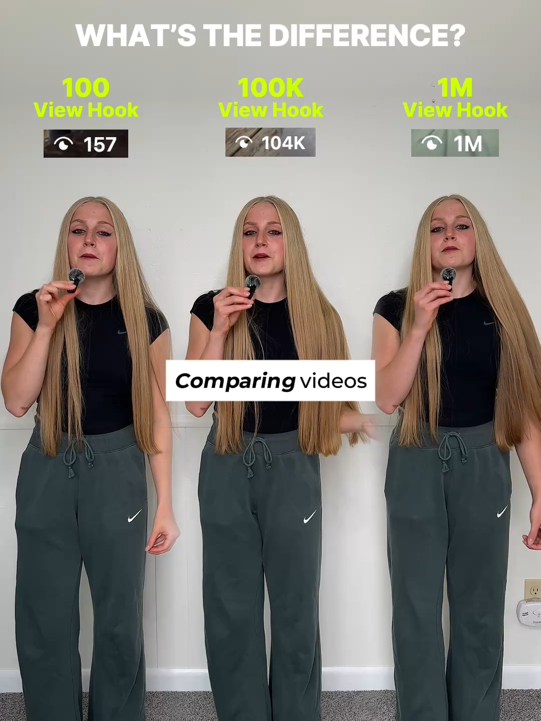 100 View v.s 100K View v.s. 1M View Hook 🧠 Follow for more social media marketing education! ✅