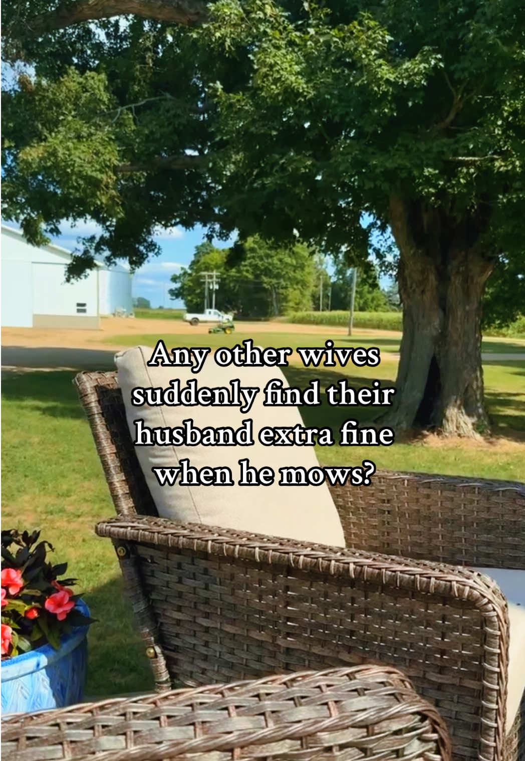 Something about watching my husband mow just does it for me… wife life perks of marriage right here 😂❤️ #husbandwife #marriage #marriagehumor #couplegoals #Love 