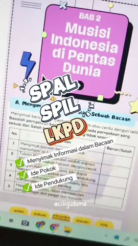 Spill LKPD Bahasa Indonesia Fase C Kelas 6 Bab 2 : Musisi Indonesia yang Mendunia  Topik A: Menyimak informasi dalam sebuah bacaan ✅ Ide Pokok ✅ Ide Pendukung  Bisa banget sehemat kertas ini, satu lembar kertas ada 4 kegiatan mulai dari Pernyataan benar salah, tarik garis, isian singkat dan menentukan Ide Pokok serta Ide Pendukung dari 3 bacaan ❤️❤️❤️ yg penasaran yuk kepoin, klik link di Bio 🚀 #guru #gurusd #lkpdbahasaindonesia #gurumuda #CapCut 