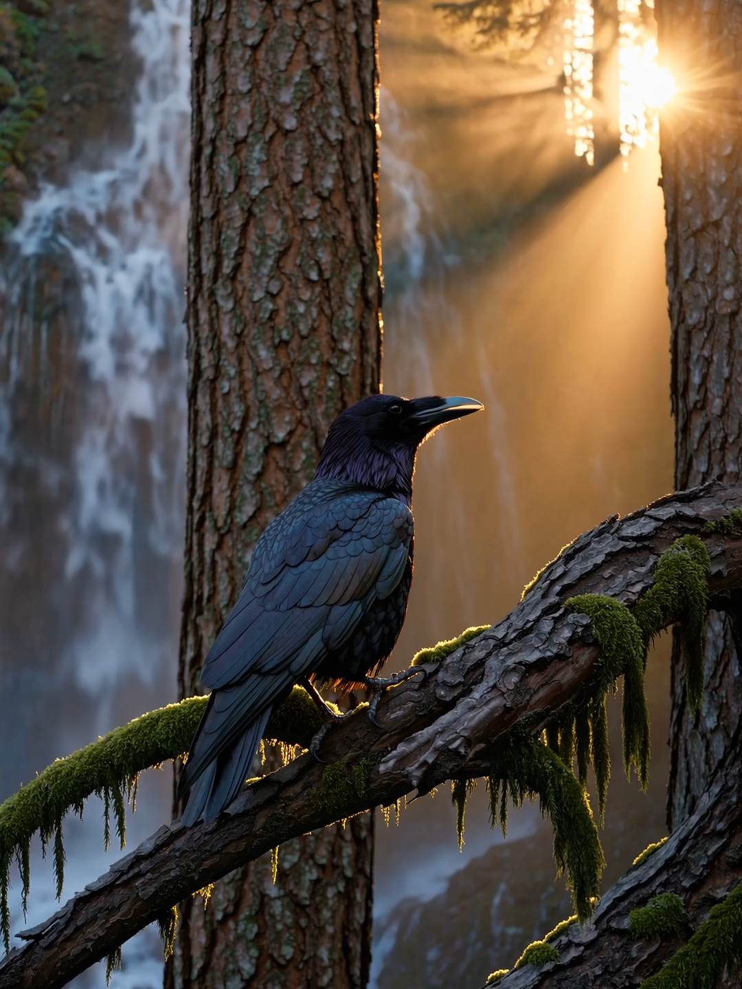 🐦‍⬛🧠 Genius of the forest! | Ravens can learn to mimic human speech! 🗣️ Comment 'SMART' if fascinated! Latourell Falls, Oregon 🌲 #Raven #OregonNature #SmartBirds #BlackBird #IntelligentWildlife