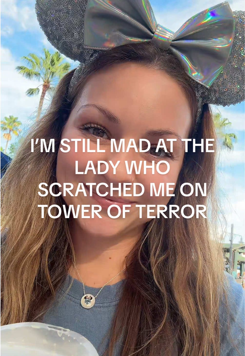 I feel like this lady at minimum owes me some scar gel for grabbing my leg and making it bleed lol totally kidding but also not at all #towerofterror #hollywoodstudios #disneyparks #disneyrides #disneyworld 