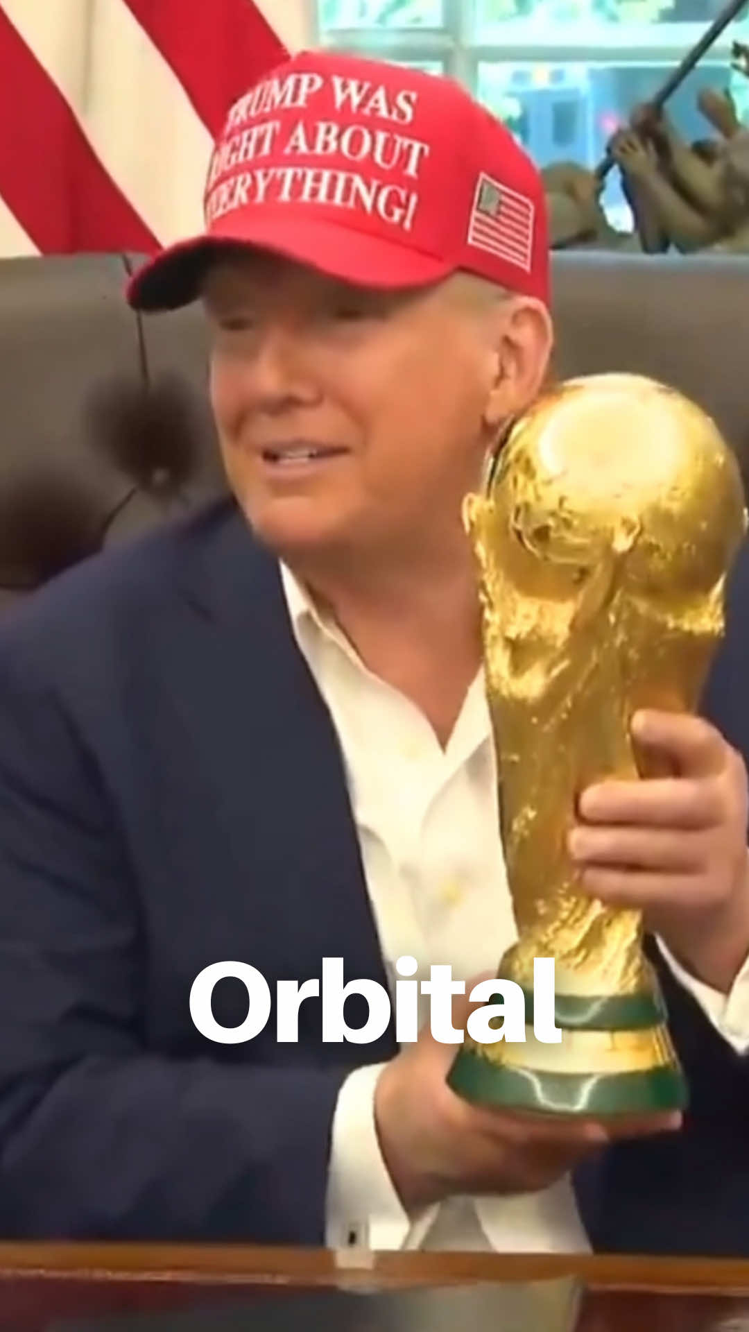 Trump Jokes About Keeping FIFA World Cup Trophy President Donald Trump held up the FIFA World Cup trophy in the Oval Office on Friday and asked FIFA President Gianni Infantino: “Can I keep it?” before adding, “We’re not giving it back.” Infantino quickly reminded him only FIFA presidents, heads of state, and champions are allowed to touch the prize. Trump also announced the 2026 FIFA World Cup Draw will be held on December 5 at the Kennedy Center in Washington, D.C. — moving from the expected Las Vegas venue. The tournament will span the U.S., Canada, and Mexico with 48 nations and 104 matches. “The draw will be broadcast worldwide to one billion viewers,” Infantino said. Follow Orbital News. #Trump #WorldCup2026 #FIFA #WhiteHouse #WashingtonDC  
