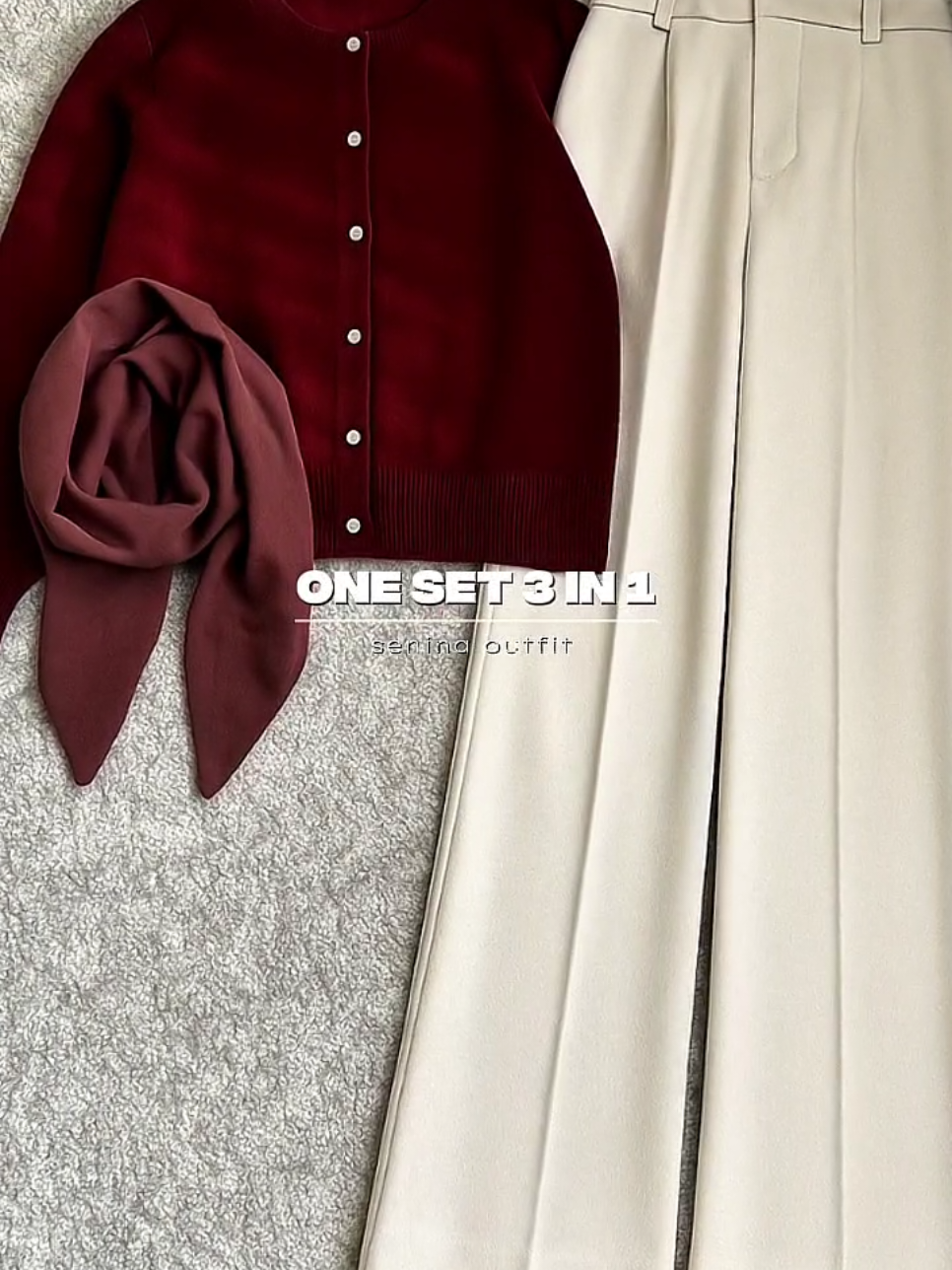 satu set outfit wanita atasan rajut celana kulot, lihat-lihat dulu di keranjang kuning ☝🏻 atau kamu bisa simpan dulu video ini 🤗 #atasanrajut #setelanwanita #onesetmurah #celanakulot 