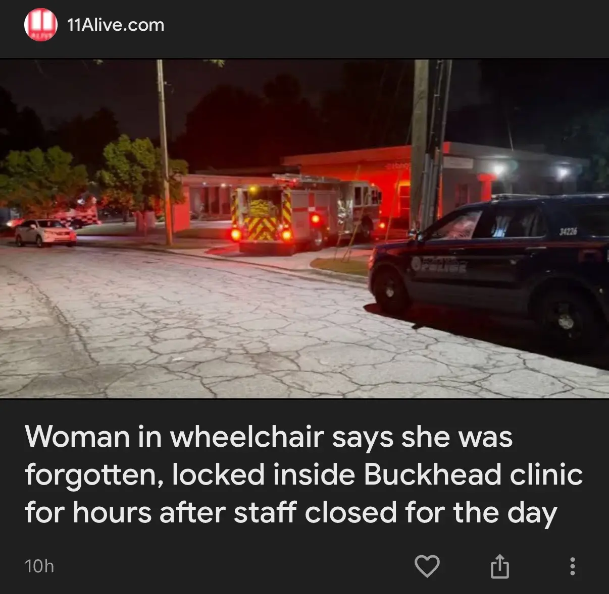 Woman in wheelchair says she was forgotten, locked inside Buckhead clinic for hours after staff closed for the day Ankita Mackin said she rolled off an exam table, crawled to an outlet to charge her phone to call for help after being locked inside the Hanger Clinic. Published: 11:47 PM EDT August 22, 2025 Updated: 11:48 PM EDT August 22, 2025 ATLANTA — A woman said she was left locked inside a medical clinic for hours after staff closed up for the day. Ankita Mackin was unable to move from an exam table until she rolled off of it and crawled to charge her phone. Mackin, who was diagnosed with multiple sclerosis four years ago and uses a wheelchair, said she had an appointment at Hanger Clinic in Buckhead to be fitted for braces to help straighten her feet. 