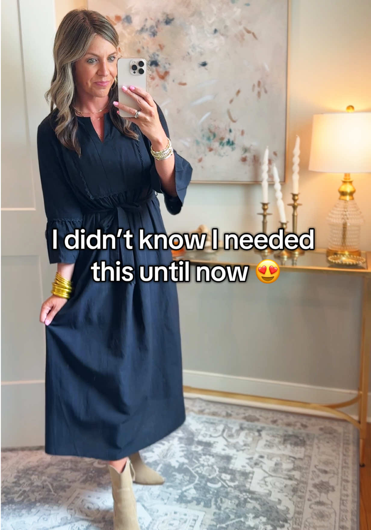 Can we talk about how perfect this midi is?? Running TTS and I’m in the small #midi #maxi #dress #fallootd #falloutfit @Merokeety 