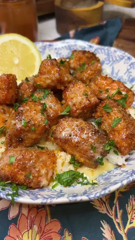 Crispy Air Fryer Salmon Bites Recipe! Crispy Salmon Bites in the air fryer are golden and crunchy on the outside, tender and juicy on the inside! These salmon bites are topped with a honey lemon cream sauce that takes this easy salmon recipe to the next level. Perfect for weeknight salmon recipes, meal prep, or a fun appetizer idea. This salmon recipe is quick, flavorful, and loaded with protein. #salmon #salmonrecipe #quickrecipes #EasyRecipe #DinnerIdeas 