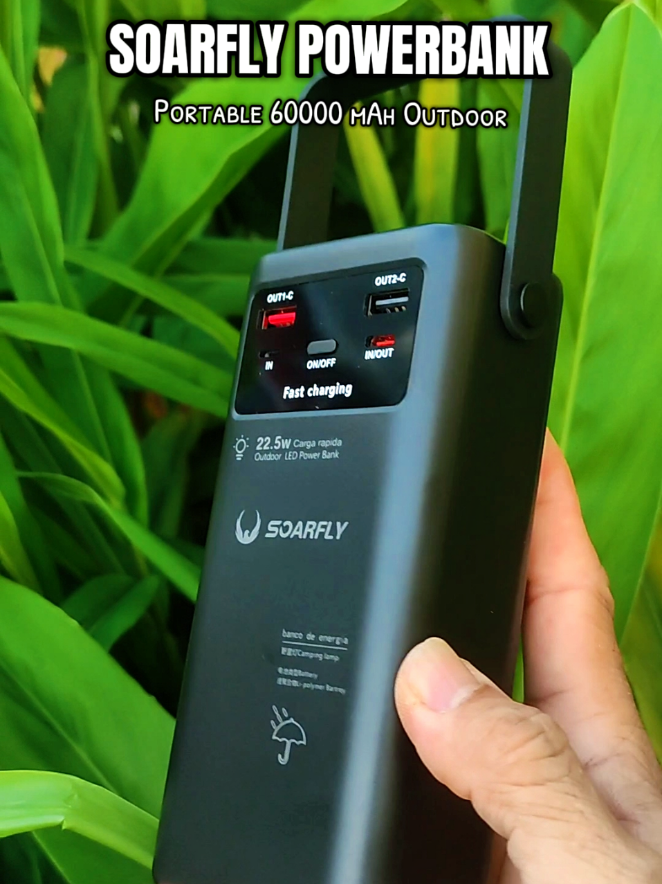 SOARFLY 60000mAh 22.5W Outdoor Power Pengisian Cepat Luar Ruangan Power Bank Kapasitas Besar Lampu Berkemah Portabel Dengan 4 Kabel Powerbank Elektronik #powerbank #powerbankfastcharging #soarfly #powerbankviral #powerbankmurah 