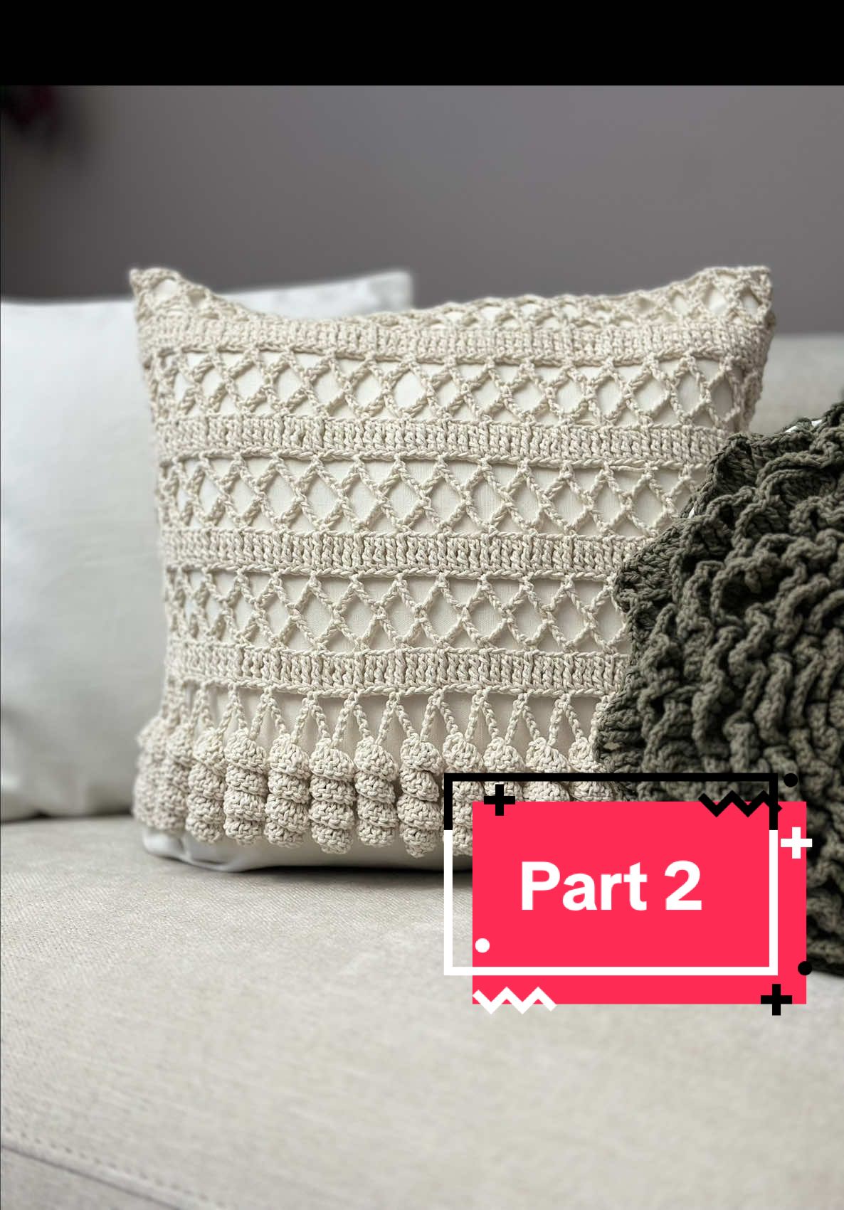 Pillow Case tutorial part 2. Yarn bee braided(small) 4 mm hook #crochet #croche #chushion #granny 