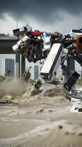 Bridge Collapse Chaos: Cars Swept Away in Massive Flood#RoadCollapse #ConstructionFail #NaturalDisaster #EpicFail #SiteAccident 