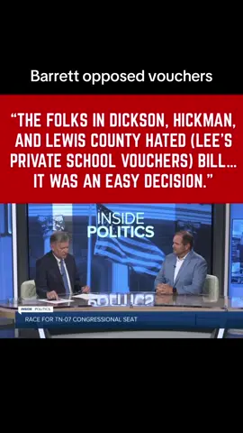 WATCH: “The folks in my district hated the voucher bill. It was an easy decision.” Rep. Jody Barrett talks to NC5 about being the only Republican in the TN-7 race that opposed @GovBillLee’s vouchers. (Bulso backed it, out-of-state orgs spent ~$1 Million to get Reeves elected)