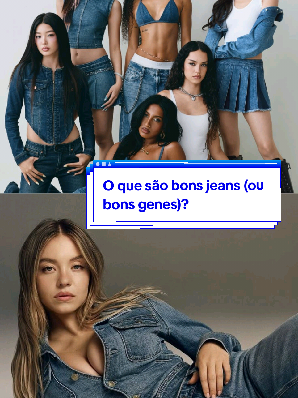 Katseye & Sydney Sweeney: o que são bons jeans (ou bons genes)? #katseye #sydneysweeney #culturapop #fyp 