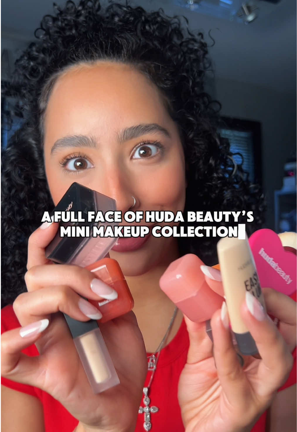 between this song & @Huda Beauty new mini makeup… I’m obsessed 😫💓  #beauty #naturalglam #hudabeauty #viral #fyp #curlyhair #relatable #3bcurls #makeup
