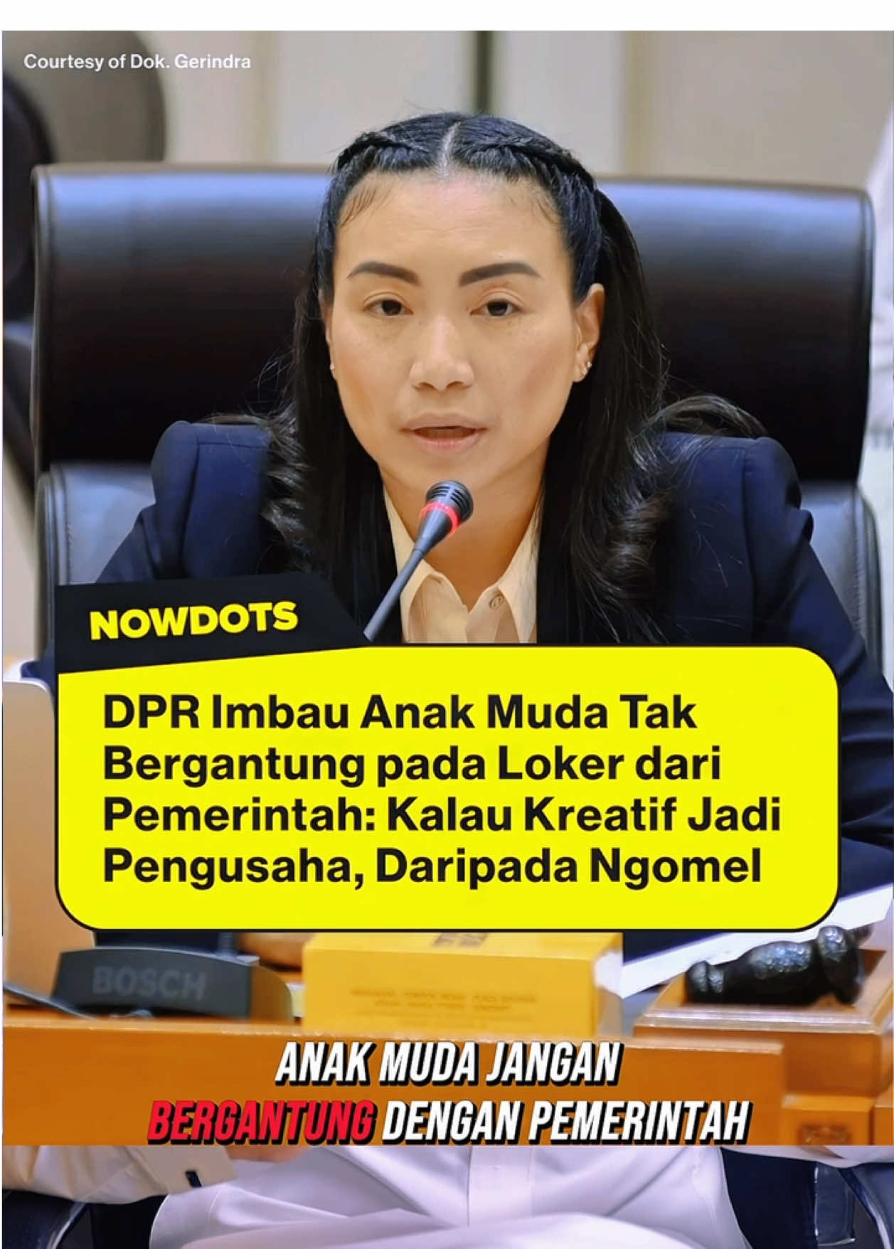 Anak muda jangan cuma disuruh jadi pengusaha. Tugas DPR adalah memastikan ekosistemnya ada: modal, regulasi, pendidikan. Rakyat butuh aksi nyata: akses modal, regulasi gampang, pajak ringan. Bukan sekadar kata-kata manis.