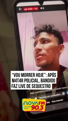 🚨 “Vou m0rr€r hoje”: após m4t4r policial, suspeito faz live durante sequestro no Amapá O suspeito Lucas de Sousa Nonato manteve uma mulher e uma criança reféns por 17 horas em Laranjal do Jari (AP), após m4t4r o policial civil Mayson Viana de Freitas, de 38 anos, dentro da delegacia. 👉 Durante o cárcere, ele transmitiu vídeos ao vivo, pediu para falar com familiares e exigiu um colete à prova de balas como condição para se entregar. 🔻 Na manhã deste sábado (23), os reféns foram libertados e o suspeito se rendeu, encerrando quase um dia de tensão. A operação contou com Polícia Civil, Polícia Militar, CORE e GTA. O CR!M€ Mayson foi baleado na tarde de sexta-feira (22), dentro da delegacia, quando Lucas Nonato, que estava sendo apresentado, conseguiu tomar a arma do policial e disparar diversas vezes. O agente não resistiu aos ferimentos, deixando esposa grávida de cinco meses. O caso será investigado como h0m!cíd!0 qualificado e sequestro, além de outros cr!m€s que possam ser apurados durante o inquérito. 📰 @metropoles  #brasil #segurancapublica #casodepolicia #jornalismo #novafm  