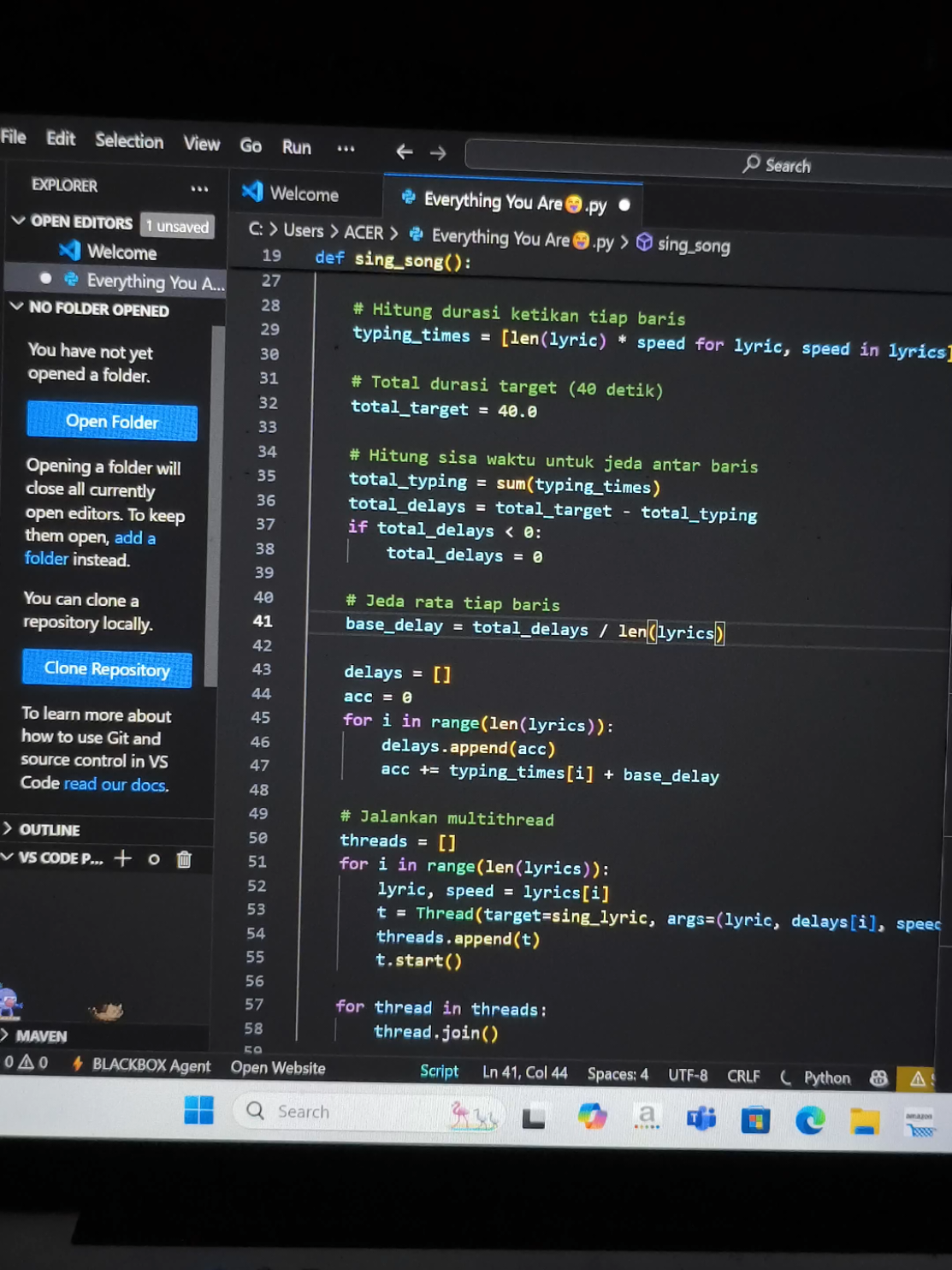 Hindia - everything you are #coding #lyric #indonesiaindie #python #programerpython 