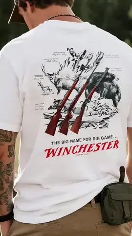 Which big name for big game. The perfect Winchester Tee 💪🏽🤠#winchester #winchestershirt #hunting #hunter #biggamehunting #huntingseason2025 #tee #merch #deerhunting #huntingseasoncoming #Outdoors