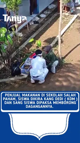 viral setelah memperlihatkan momen unik antara seorang penjual makanan dengan seorang siswa di sebuah sekolah. Dalam rekaman tersebut, penjual diduga salah paham dan mengira siswa yang tengah mengikuti lomba sebagai sosok Dedi Mulyadi. Kesalahpahaman itu muncul lantaran siswa tersebut mengenakan pakaian serba putih, sehingga penjual beranggapan dirinya sedang berhadapan dengan tokoh publik tersebut. Penjual lantas memaksa siswa itu untuk memborong dagangannya. Tidak bisa menolak, sang siswa akhirnya membeli seluruh dagangan yang dibawa penjual. Video ini sontak menjadi perbincangan hangat di kalangan warganet. Banyak yang menilai peristiwa itu sebagai kejadian lucu sekaligus menyentuh, karena menunjukkan interaksi unik antara penjual kecil dan siswa sekolah.