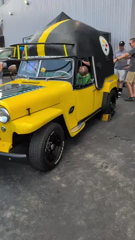 1959 willys Jeepster also known as  THE HELMET #jeepster #steelcity #fyp #blackandyellow  #fyp 