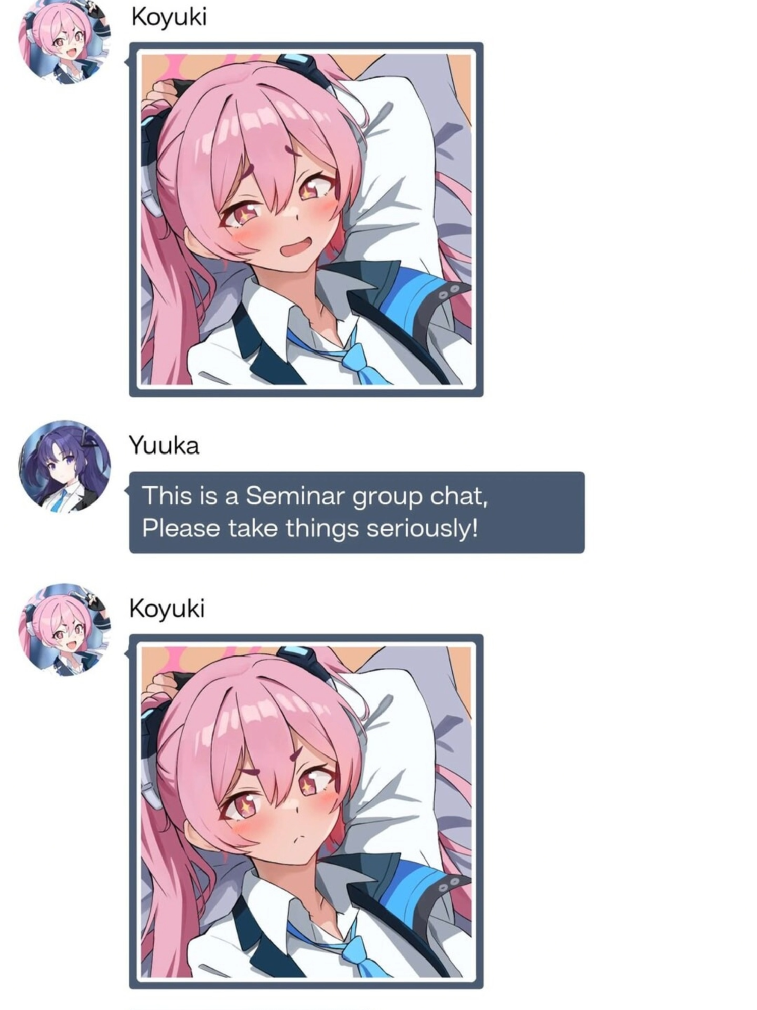 Koyuki send picture on group seminar  #hanasq #bluearchiveedit #bluearchiveglobal #anime #manga #hayaseyuuka #koyukibluearchive #arsipbiru #bluearchive