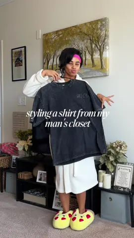 another day, another shirt I stole  from my man’s closet😭😭😭 #fyp #grwm #fashiontok #OOTD #fashiontiktok 