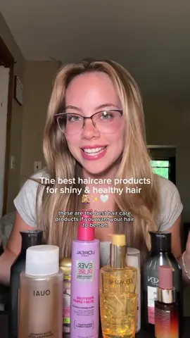 my fave haircare products for shiny healthy and silky hair✨ #hairtok #healthyhair #shinyhair #haircareroutine #pattygaffxoxo @Redken @THE OUAI @loréal paris usa @Kérastase @Olaplex 