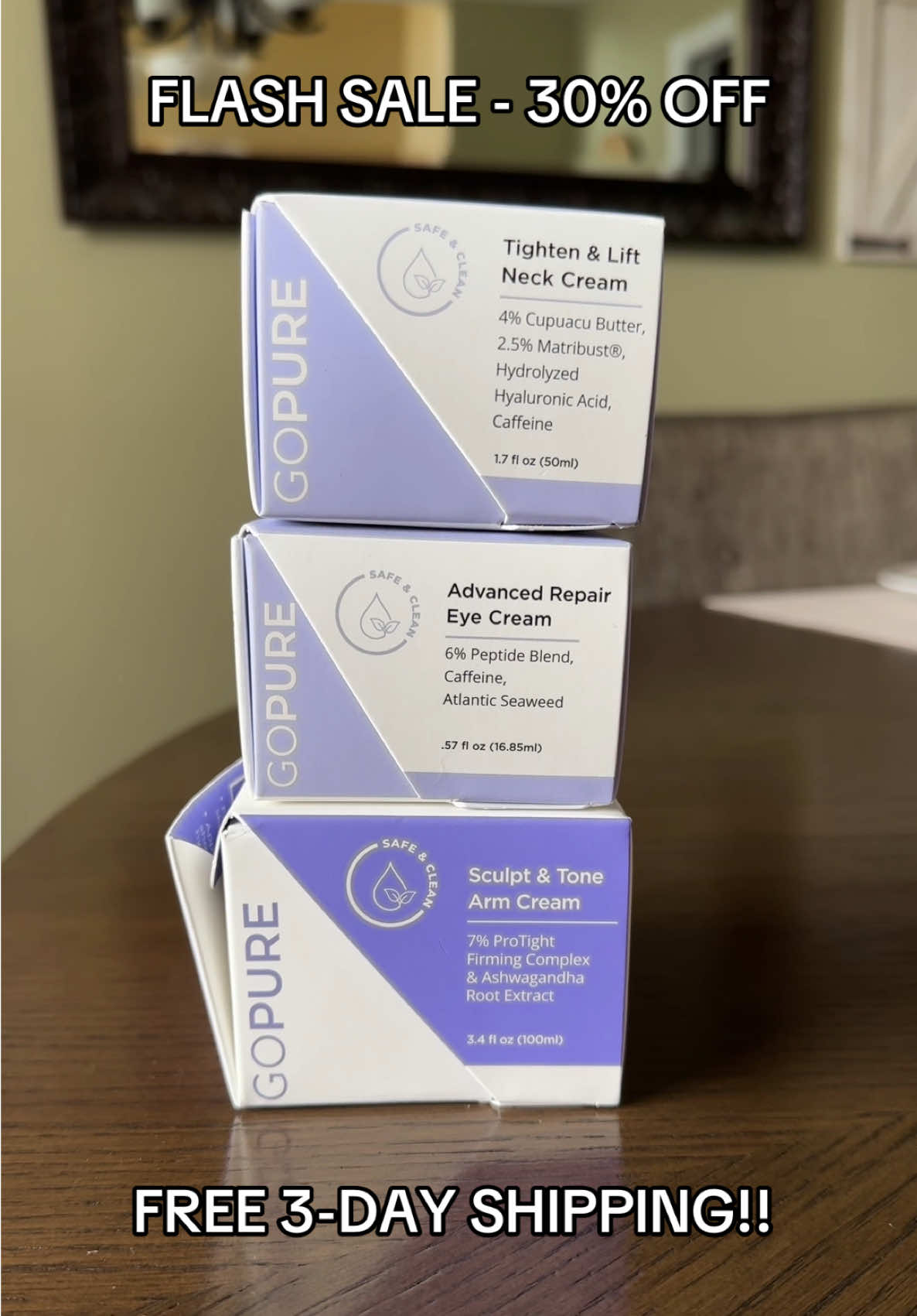 All of @Gopure products are on a flash sale!! All 3 of these products are in my showcase. Which product is your favorite? #skincare #beautyhack #neckcream #skinhacks #beauty 