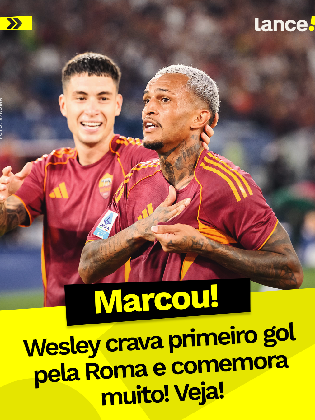 O GAROTO CHEGOU CHEGANDO! 🤩🇮🇹🇧🇷 Wesley, lateral cria do Flamengo, marcou o gol que vai dando a vitória para a Roma na estreia do campeonato italiano! Tem estrela ou não tem? 🗣️🗣️🗣️ 📹: IG/Roma #redes5