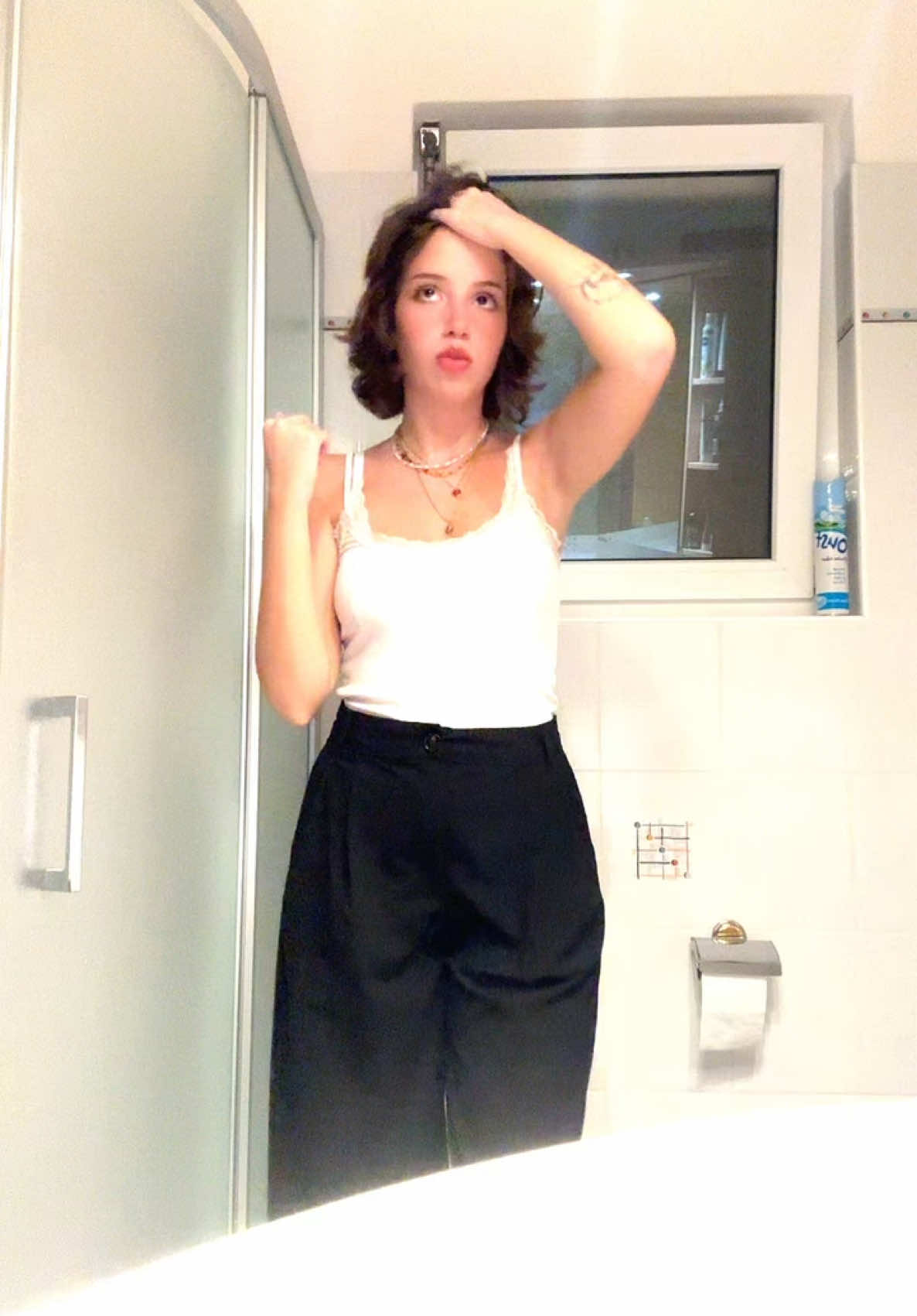 pronta per uscire ma dovevo farmi i capelli 