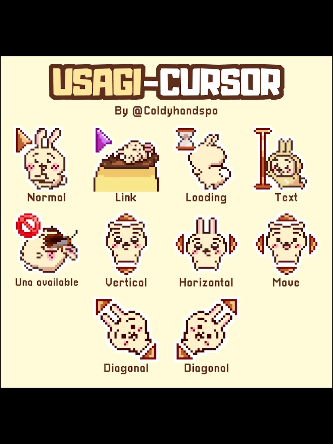 USAGI CURSORS https://ko-fi.com/coldyhands/shop #chiikawa #hachiware #usagi #momonga