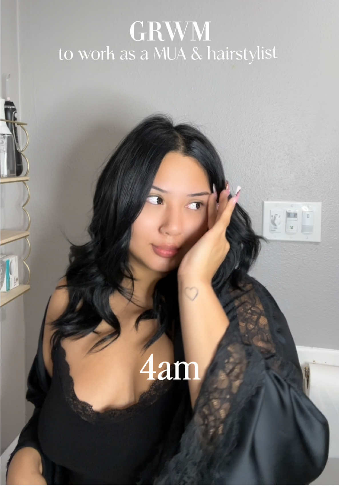 As a mua I absolutely do not do full glam at 4am 🥲 #makeupartist #lamakeupartist #grwmforwork 