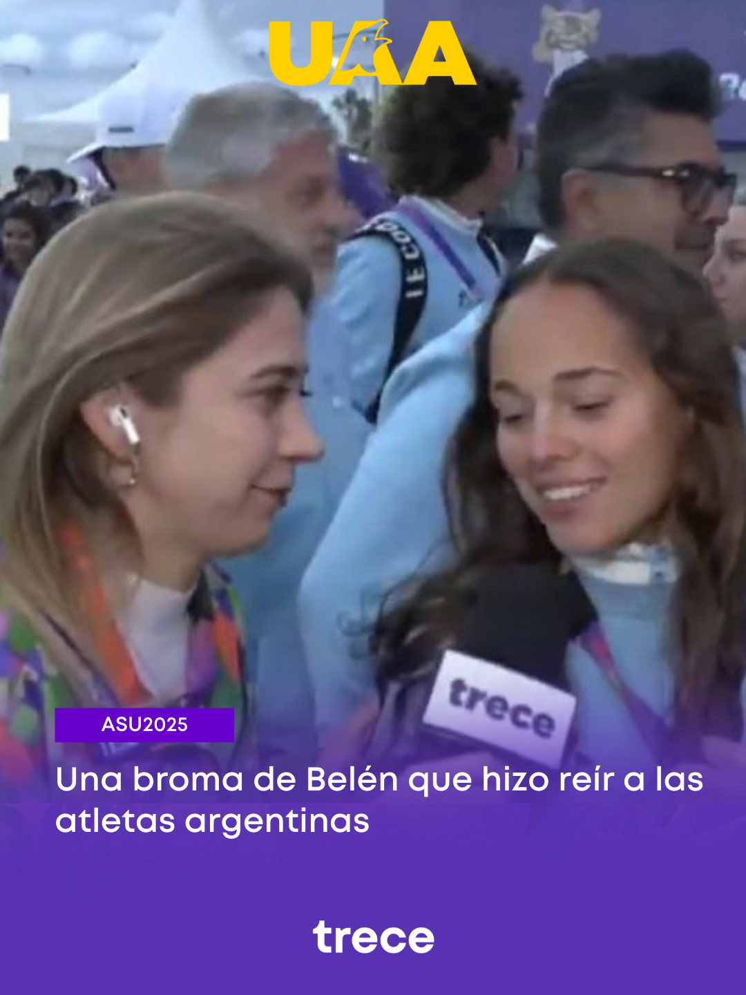 Belén siendo Belén 🤣 🇦🇷✨ @rrivas_belen se cruzó con el team argentino y no perdió la chance de tirar un chiste. Mirá la reacción de una de las atletas 👀 Presentado por: @uaapy #Trece l #SiempreConectados #ASU2025 #JuegoPanamericanosJunior #Paraguay #TeamArgentina