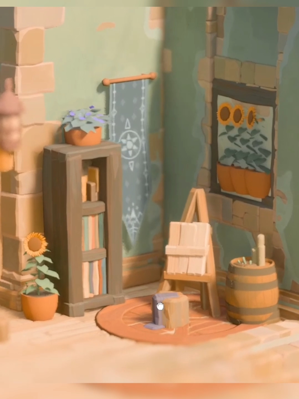 Here's a tutorial on how to make a simple bookshelf using mostly different colored fences. Though I made it into a little corner for an artist to paint. #tinyglade #cozygaming #tinygladebuild #buildideas #tinygladetutorial 