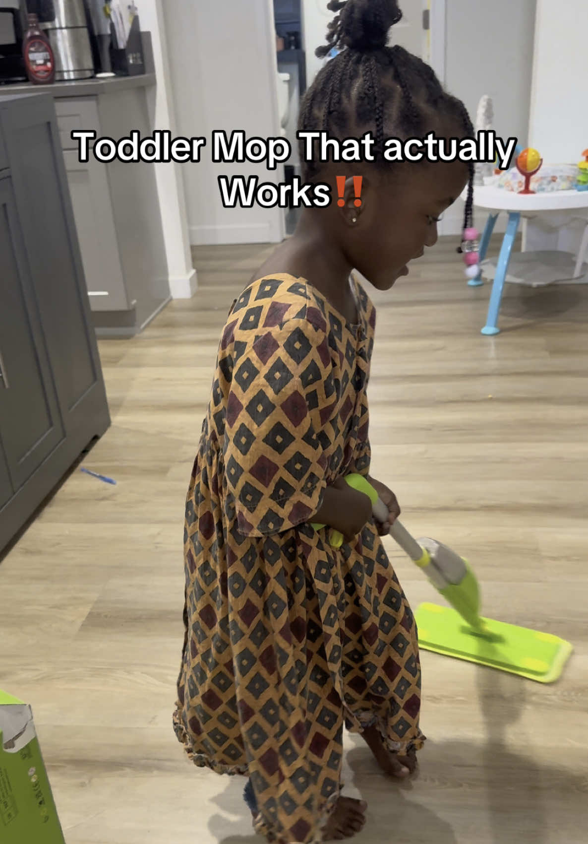 I Make her mop after I sweep works and she has fun while doing it … like a charm #toddlermop #cleaningsupplies #CleanTok #fyp 