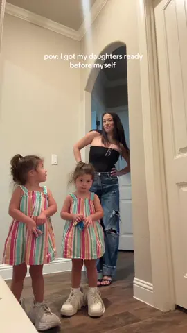 Broke the #1 rule as a mom so here I go getting them ready for the second time today 😂  #MomsofTikTok #twinmom #singlemom #OOTD