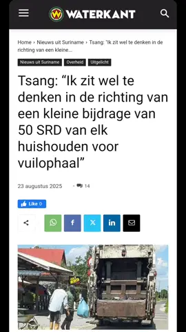 Tsang: “Ik zit wel te denken in de richting van een kleine bijdrage van 50 SRD van elk huishouden voor vuilophaal”