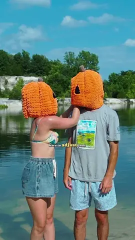 What do you think of a crochet pumpkin head?!🤨🎃 #crochetpumpkinhead #crochetpumpkin #crochetcostume #halloweencostume #pumpkintrend