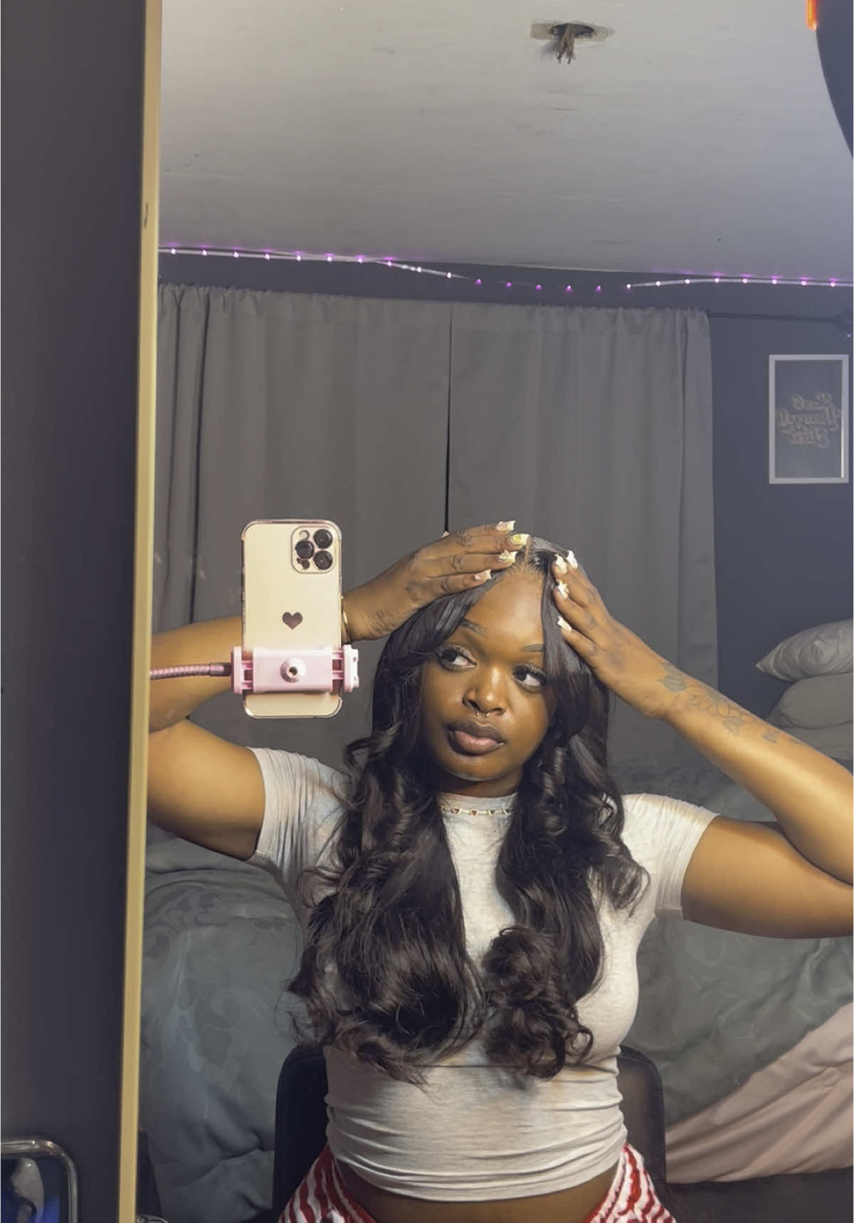 💋 #kristyngab #hairtutorial #curltutorial #hairinspo #hairideas #middleparthairstyle #ftpシ #foryoupage #gluelesswig #frontalwig #drawstring 