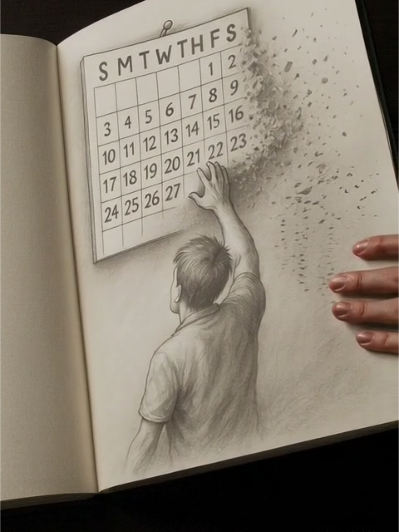 Los días no solo pasan… se deshacen en polvo. 🗓️✨ Uno a uno, escapando de nuestras manos. #CalendarioQueSeDesvanece #Reflexión #FYP #Tiempo 