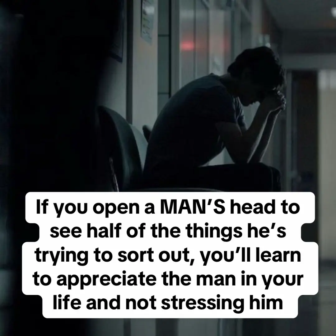 Sometimes women forget that men carry silent wars within them. He may not cry on your shoulder, he may not put his fears into words, but inside his head are a thousand battles, how to provide, how to protect, how to secure a future for the one he loves. If you could see even half of what weighs on his mind, you’d realize he doesn’t need more stress, he needs more peace. A good man doesn’t complain because he believes he has to stay strong for you. He hides his tears, swallows his pain, and still shows up every day trying to make life better for both of you. That silence is not weakness, it’s sacrifice. So instead of breaking him down with constant stress, be his calm, his peace, his safe place. Because the truth is, when you appreciate a man in his quiet struggles, you give him the strength to win battles you’ll never even know existed