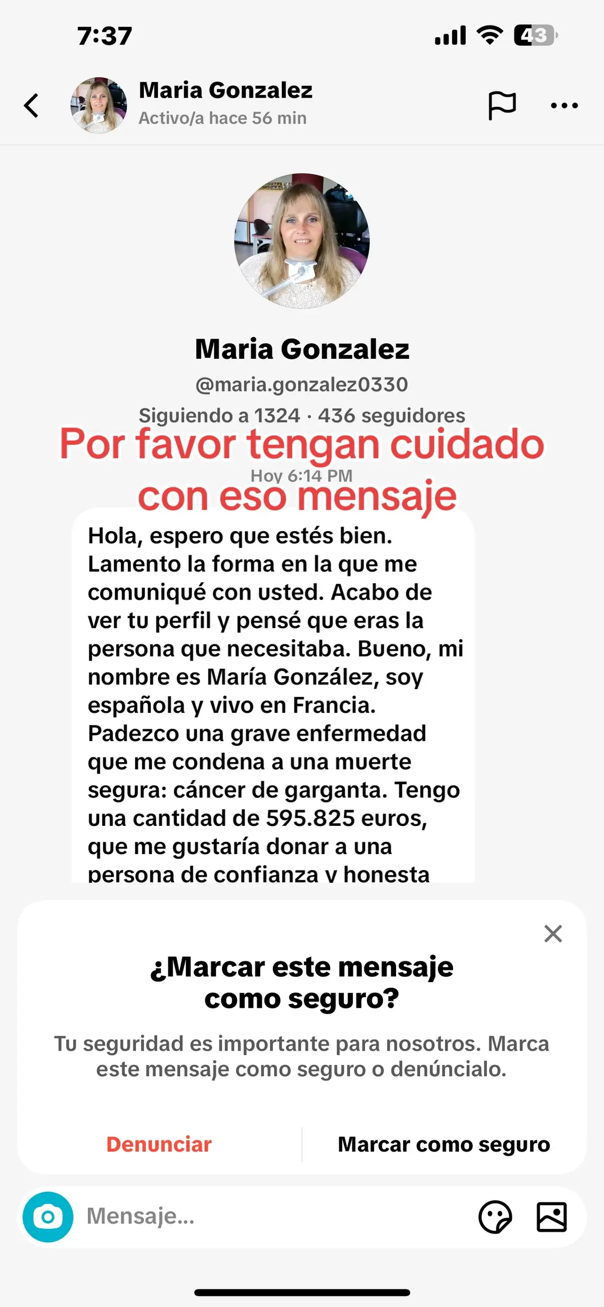 Tener mucho cuidado 👀 con eso mensaje 