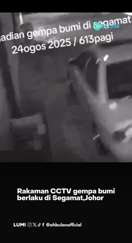 Kucing tu pun terjaga 😢 Semoga tiada yang cedera 🤲 Sumber: BuletinTV3 #ohbulan #johor #gempabumi #cctv