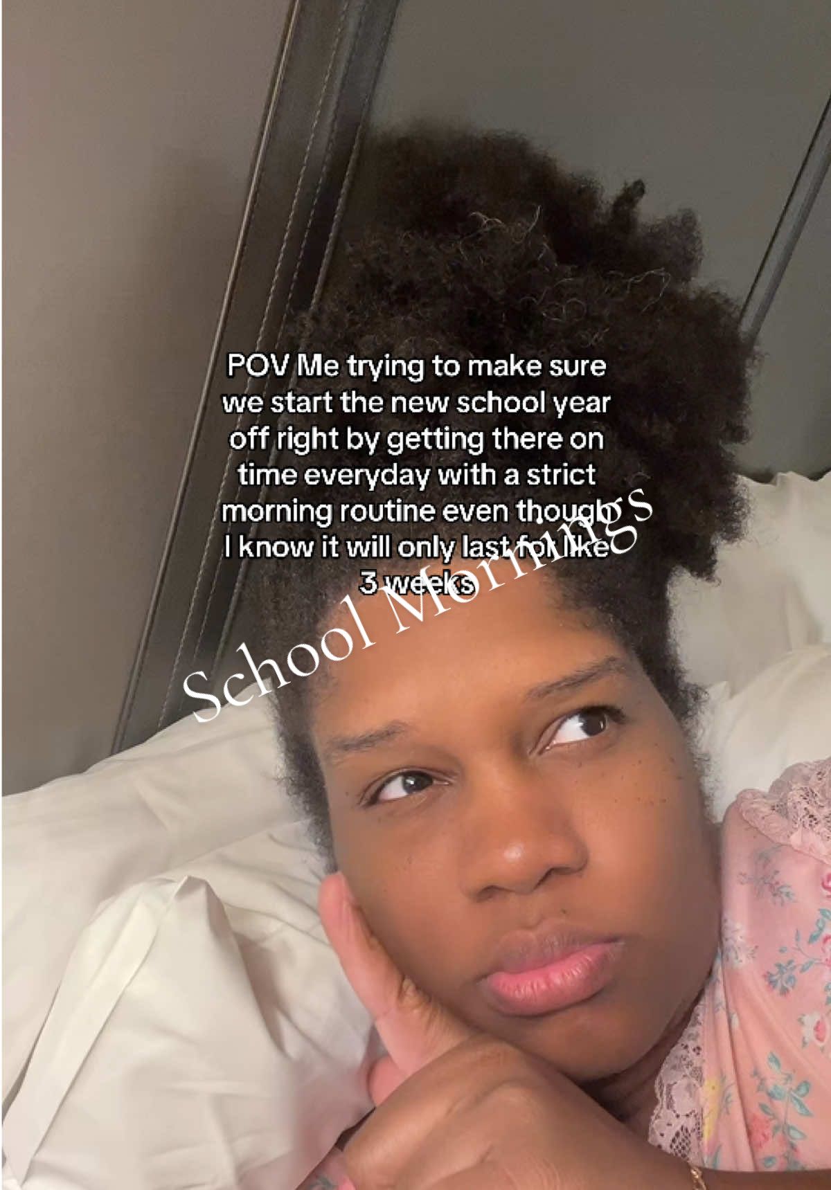 After awhile it becomes so hard getting out the bed early to take these kids to school in the mornings and then the rushing begins lol #momlife #schoolmornings #backtoschool #momhumor #schoolmorningroutine 