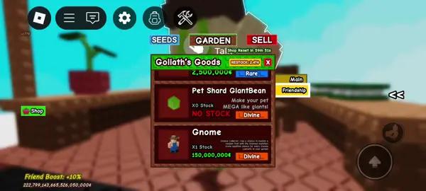 I think I restocked too much 😐 #growagarden #roblox #foryoupage #gnomepet #teamgreenbean 
