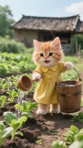 mèo con tưới rau #meo #meocam #meowdance #meocung #cat #ca 